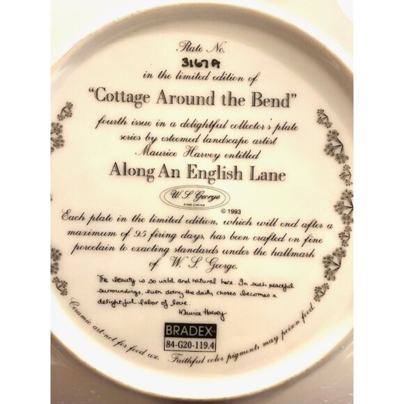 W. L. George Cottage Around the Bend 1993 Limited Edition 8.25" Fine China Plate - Picture 2 of 2